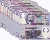 Mozambique 20 Meticais ND 2017 P 149 b Polymer UNC Lot 10 Pcs