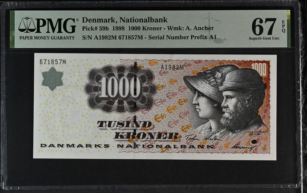 Denmark 1000 Kroner 1998 P 59 b Superb Gem UNC PMG 67 EPQ