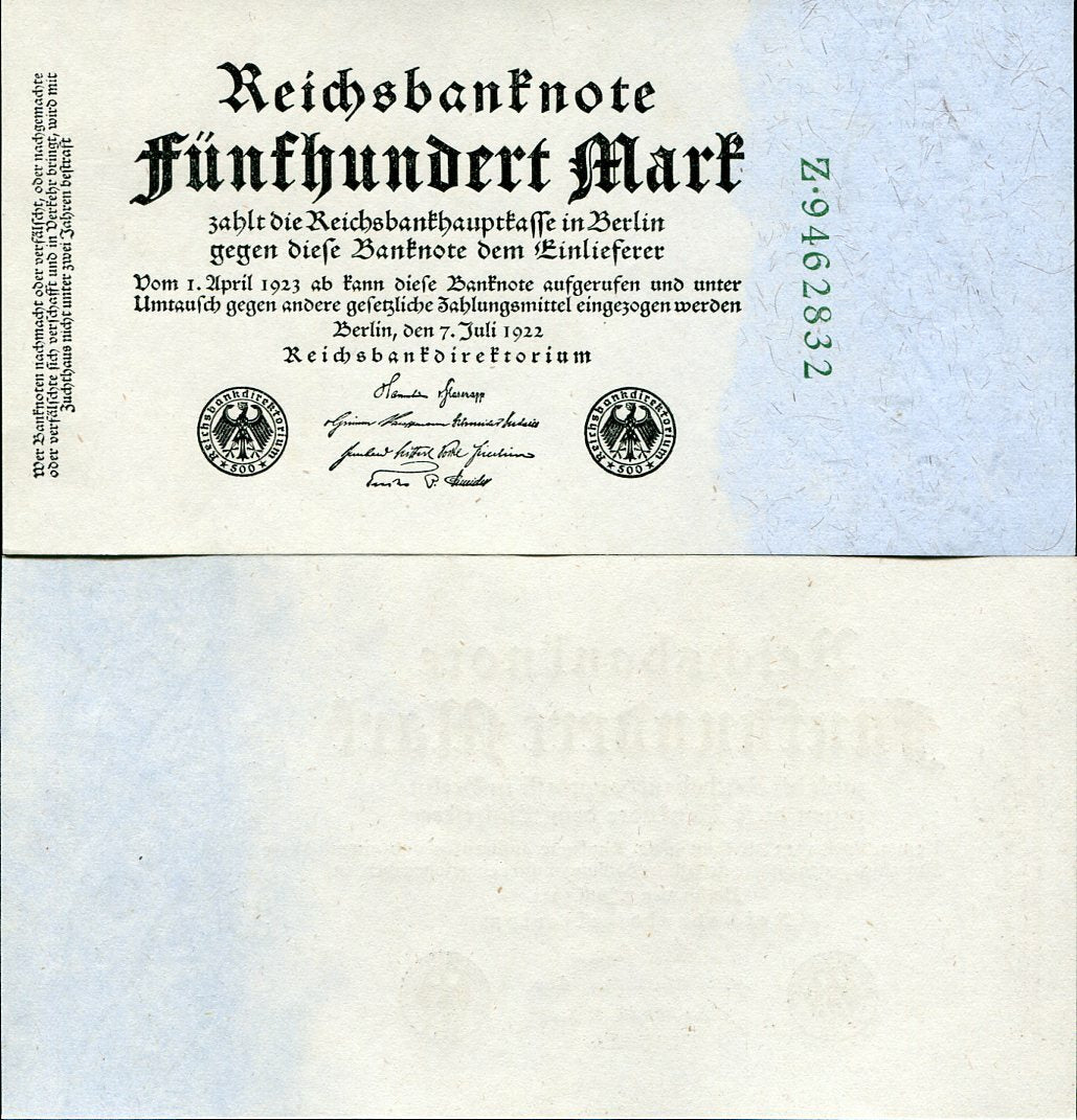 Germany 100 Mark 1922 P 74 b Crisp but XF/AU , Reichsbank, redemption 1923