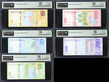 Curacao Set 5; 10 20 50 100 200 Gulden 2025 P 1 2-5 Superb Gem UNC PMG 66 67 EPQ