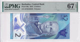 Barbados 2 Dollars 2022 POLYMER P 80 a Superb Gem UNC PMG 67 EPQ