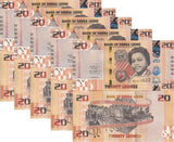 Sierra Leone 20 Leones 2022 P 38 UNC, Constance Cummings-John LOT 5 PCS