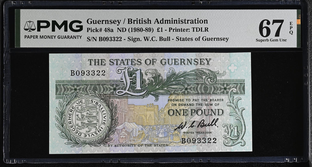 GUERNSEY 1 POUND ND 1980-1989 P 48 a Superb Gem UNC PMG 67 EPQ