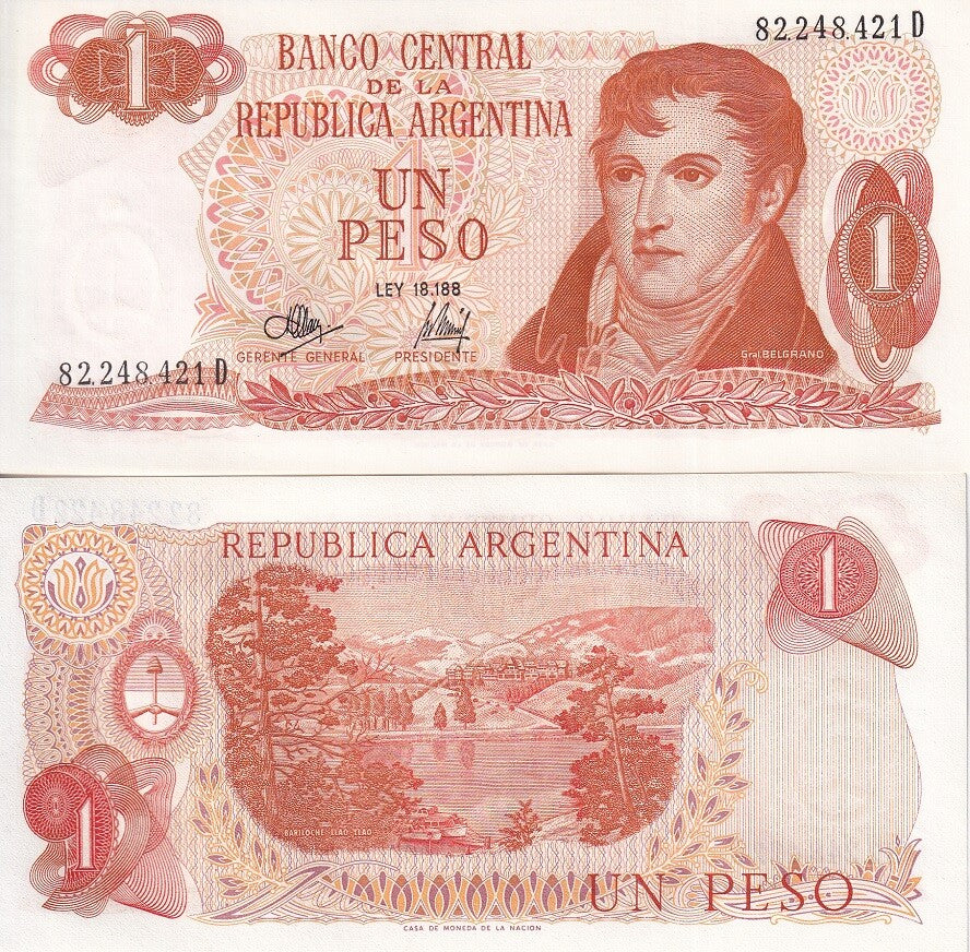 Argentina 1 Peso ND 1970-1973 P 287 Series D UNC