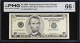 United States 5 Dollars Usa 1999 P 505* G Chicago Replacement Gem UNC PMG 66 EPQ