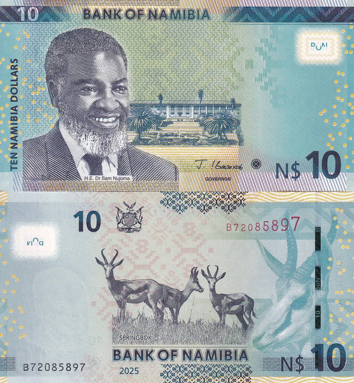 Namibia 10 Dollars 2025 P 16 c New Sign UNC LOT 100 Pcs 1 BUNDLE