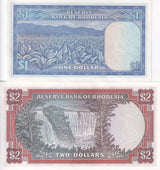 Rhodesia Set 2 AU-UNC 1 2 Dollars 1979 P 38 P 39 WTM Zimbabwe Bird