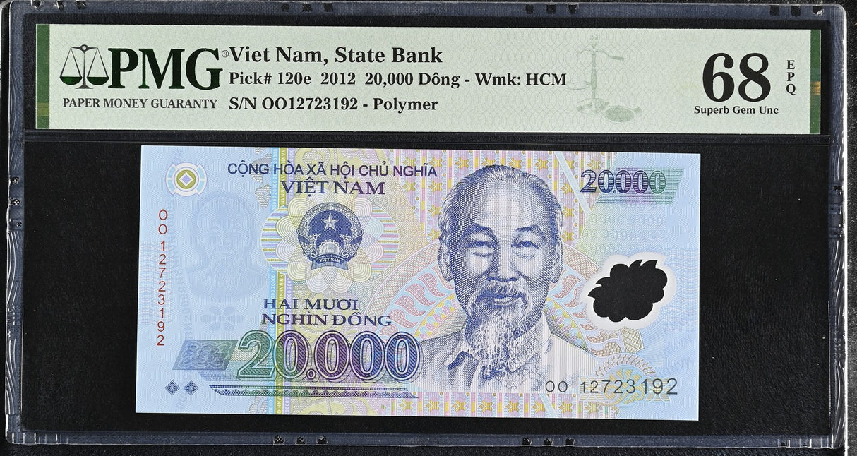 Vietnam 20000 Dong 2012 P 120 e Polymer OO Prefix Superb Gem UNC PMG 68 EPQ TOP
