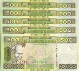 Guinea 500 Francs 2006 P 39 a UNC Lot 5 Pcs