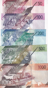 Kenya Set 5 UNC 50 100 200 500 1000 Shillings 2019 P 52 53 54 55 56