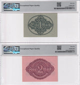 Germany Loan Currency Note Set 2; 1 2 Mark 1922 P 61 P 62 Gem UNC PMG 66 EPQ