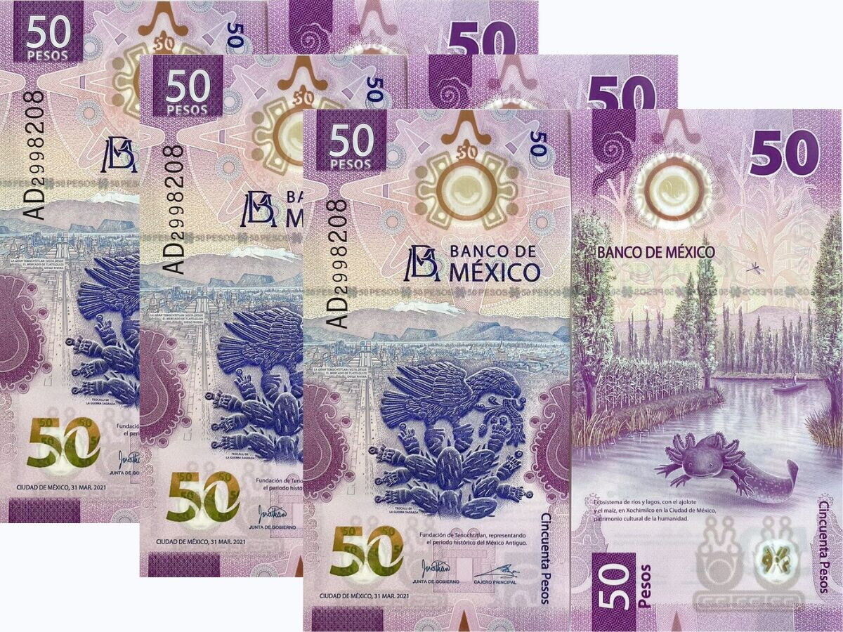 Mexico 50 Pesos 2021 Polymer P 133 Mixed Sign UNC LOT 3 PCS