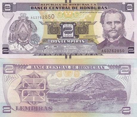Honduras 2 Lempiras 2016 P 97 c UNC LOT 5 PCS