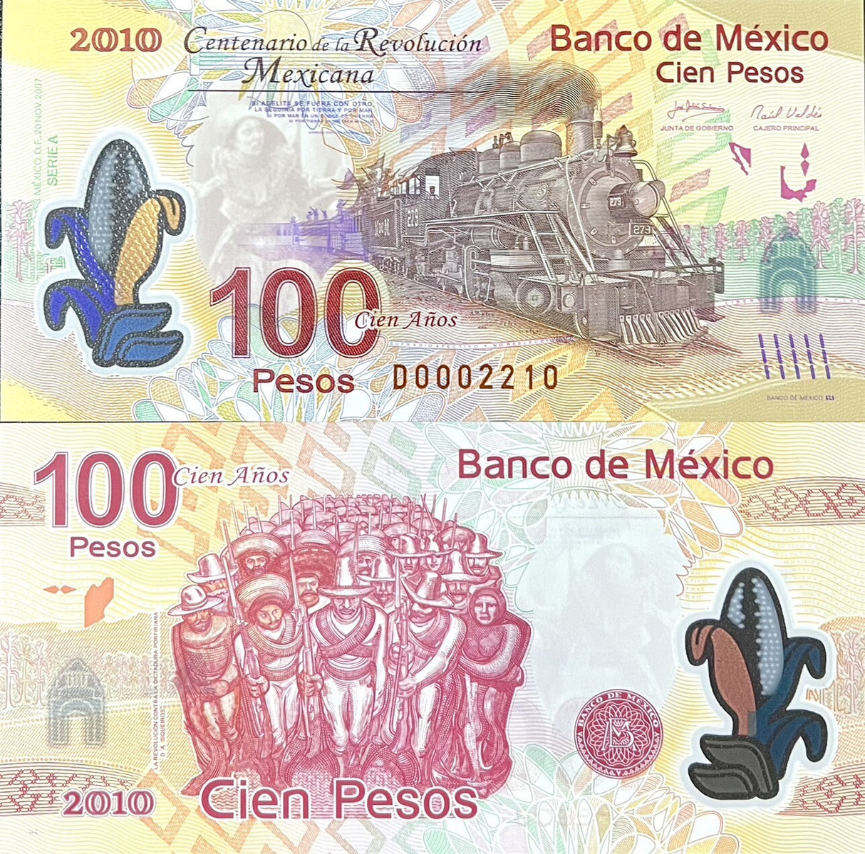 Mexico 100 Pesos 2007 P 128 d COMM. Polymer D PREFIX UNC