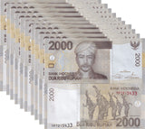 Indonesia 2000 Rupiah 2015/2009 P 148 g UNC LOT 10 PCS