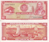 Peru 10 Soles De Oro 1970 P 100 b UNC