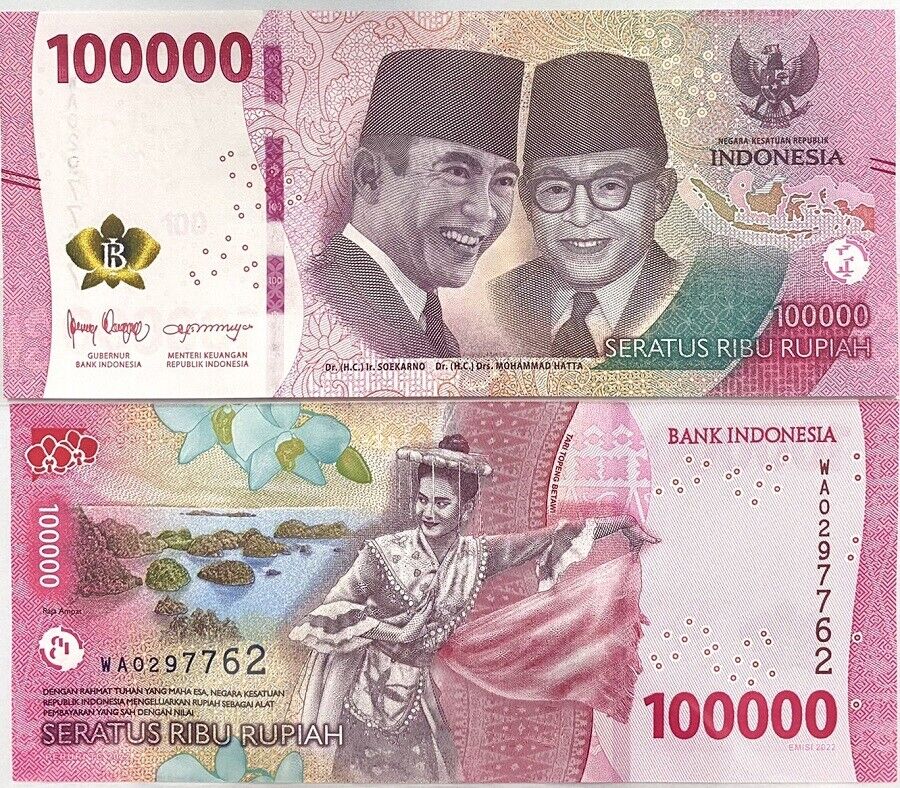 Indonesia 100000 Rupiah 2022 P 168 UNC