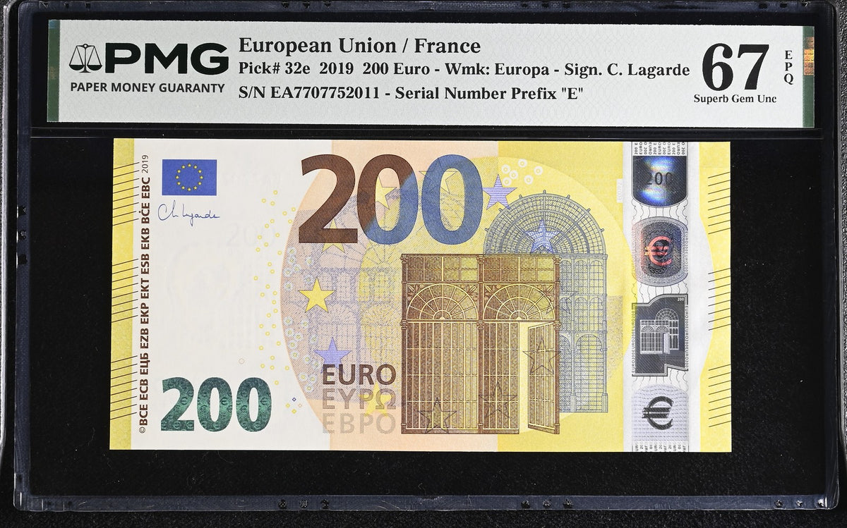 Euro 200 Euro France 2019 P 32 e Superb Gem UNC PMG 67 EPQ