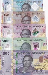 Angola Set 5 UNC 200 500 1000 2000 5000 Kwanzas 2020/2025 P 160-P 164