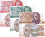 Falkland Islands set 3 UNC 5 10 20 Pound 2025 P NEW Polymer King Charles III