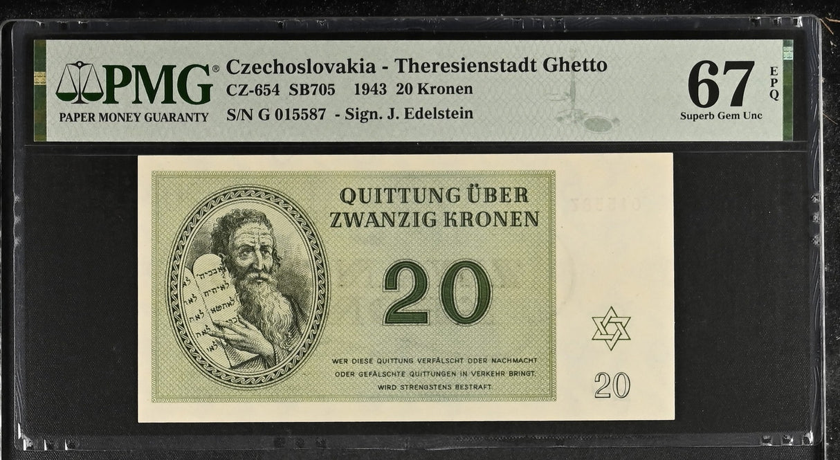 Czechoslovakia 20 Kronen 1943 P CZ-654 Superb Gem UNC PMG 67 EPQ