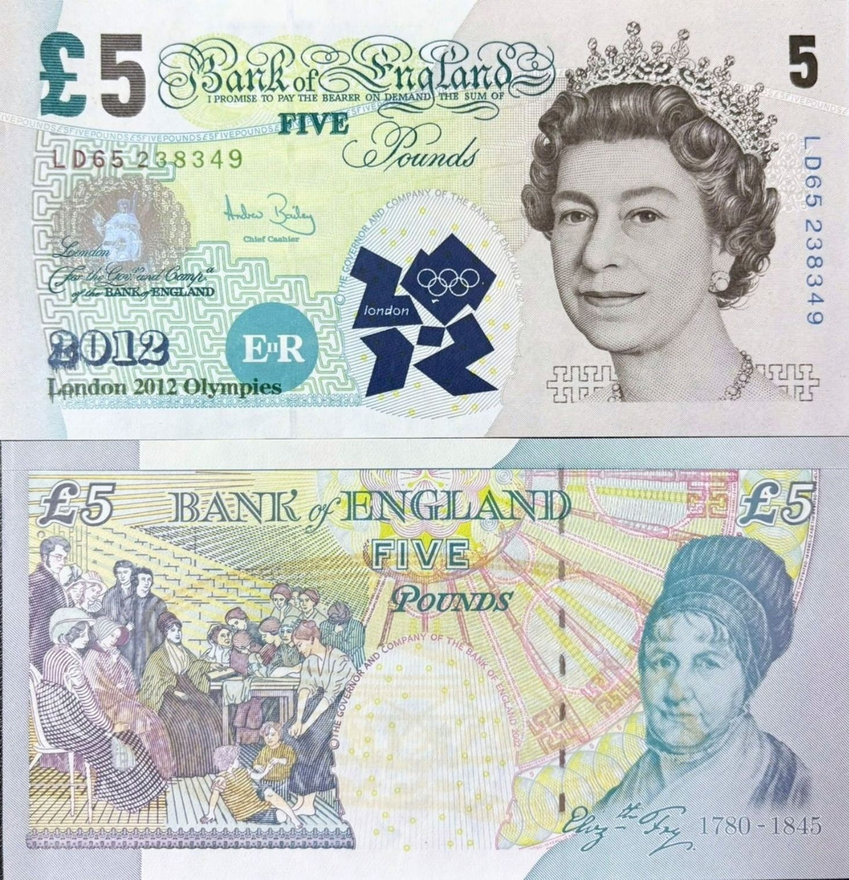 Great Britain 5 Pounds 2002/2012 P 391 c with Olympic in London 2012 Letter UNC