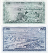 Kenya Set 2 PCS 10 20 Shillings 1973 1974 P 7 e P 8 d UNC