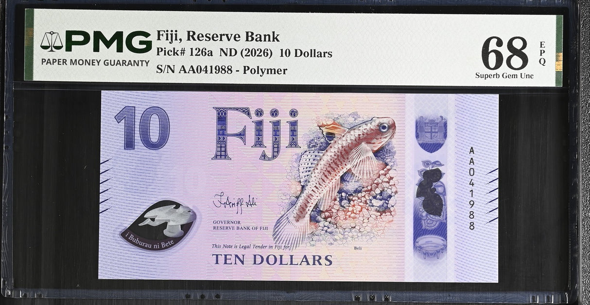 Fiji 10 Dollars ND 2026 P 126 a Superb Gem UNC PMG 68 EPQ TOP POP