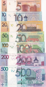 Belarus Set 7 PCS 5 10 20 50 100 200 500 Rubles 2009-2022 P 37 38 P 43 UNC
