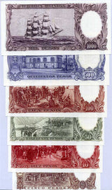 ARGENTINA SET 6 PCS 5 10 50 100 500 1000 PESO FANTASY MONEDA NACIONAL EVA PERON
