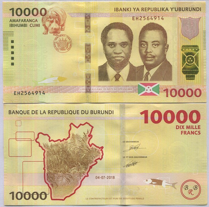 Burundi 10000 Francs 2018 P 54 UNC