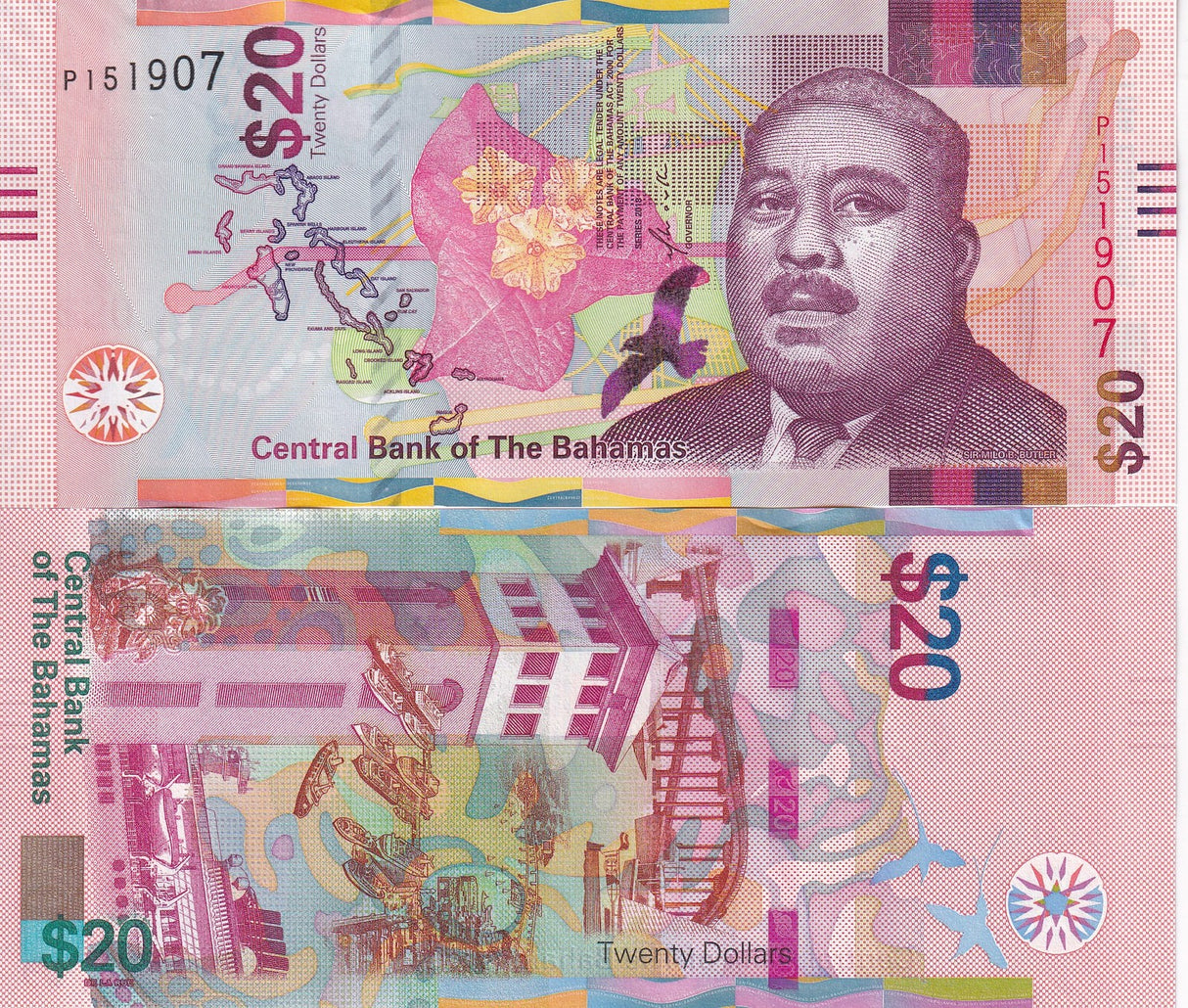 Bahamas 20 Dollars 2018 P 80 UNC