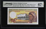 Comoros 500 Francs ND 1994 P 10 b Superb Gem UNC PMG 67 EPQ ,WTM Maltese Cross