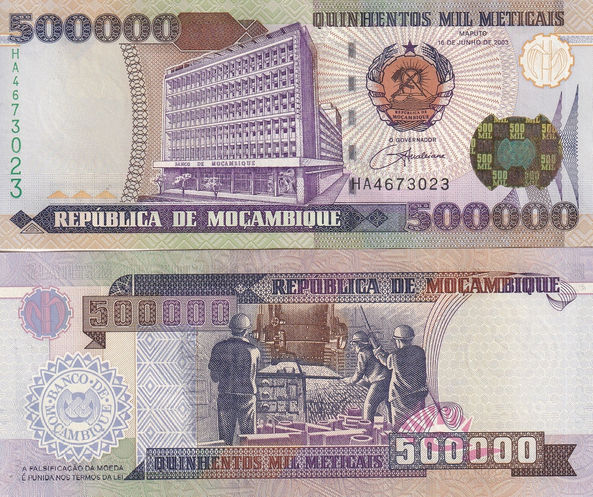 Mozambique 500000 Meticais 2003 P 142 UNC