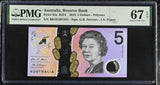 Australia 5 Dollars 2016 P 62 a Polymer Superb Gem UNC PMG 67 EPQ