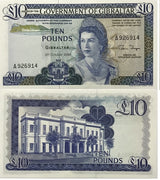 Gibraltar 10 Pounds 1986 P 22 b QEII TDLR, Governor's house UNC