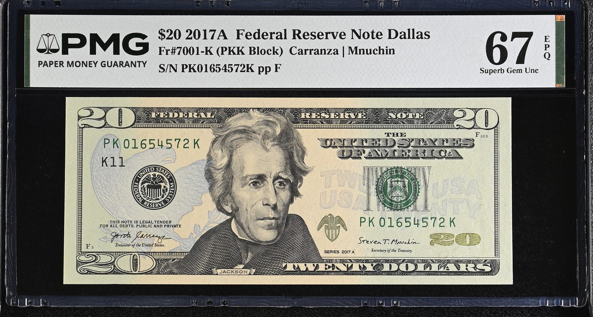 United States 20 Dollars USA 2017A P 546 K Dallas Superb Gem UNC PMG 67 EPQ Top