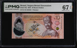 Brunei 10 Brunei Dollars 2024 P 43 a Superb Gem UNC PMG 67 EPQ Near Solid 233333