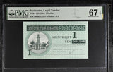 Suriname 1 Dollar 2004 P 155 Superb Gem UNC PMG 67 EPQ