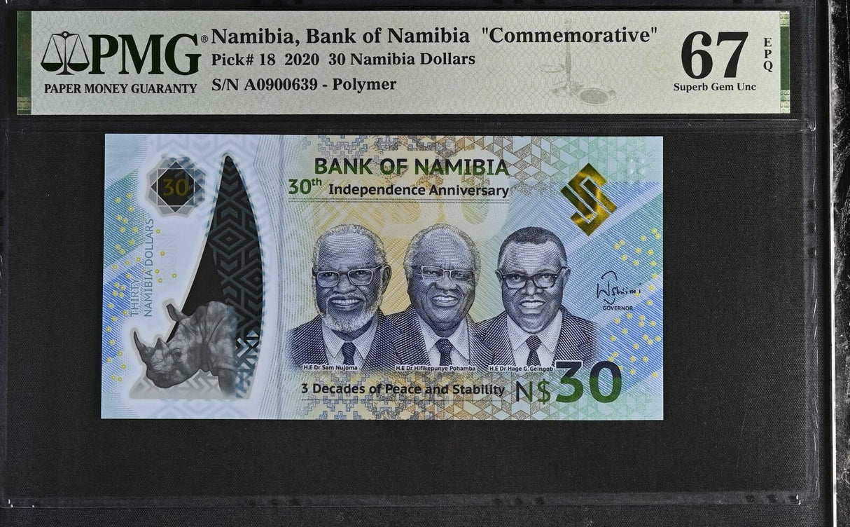 Namibia 30 Dollars Commemorative 2020 P 18 Superb GEM UNC PMG 67 EPQ