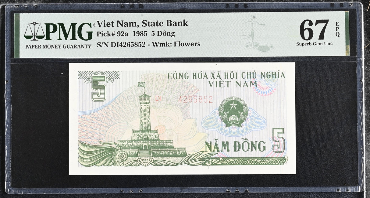 Vietnam 5 Dong 1985 P 92 a Superb Gem UNC PMG 67 EPQ