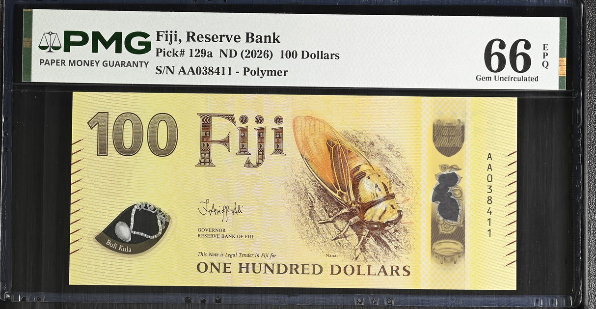 Fiji 100 Dollars ND 2026 P 129 a Gem UNC PMG 66 EPQ