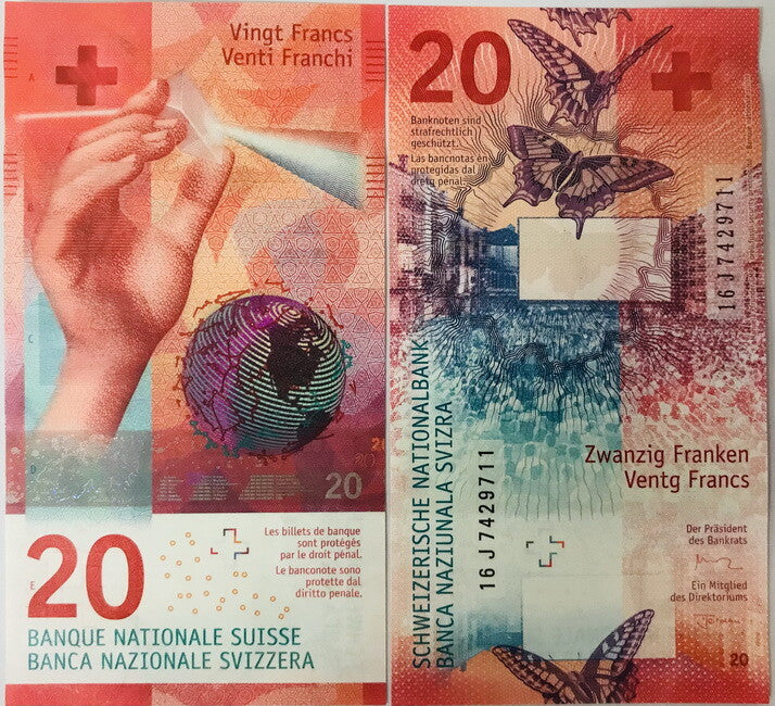 Switzerland 20 Franken 2016 P 76 Sign Studer & Jordan UNC