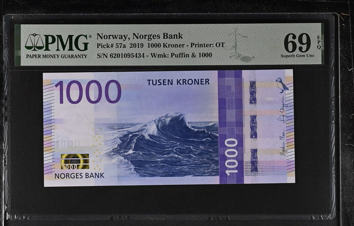 Norway 1000 Kroner 2019 P 57 a Superb Gem UNC PMG 69 EPQ TOP POP