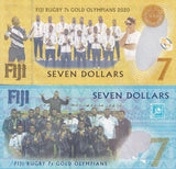 Fiji SET 2 UNC 7 Dollars 2017 2022 P 120 122 Commemorative RUGBY