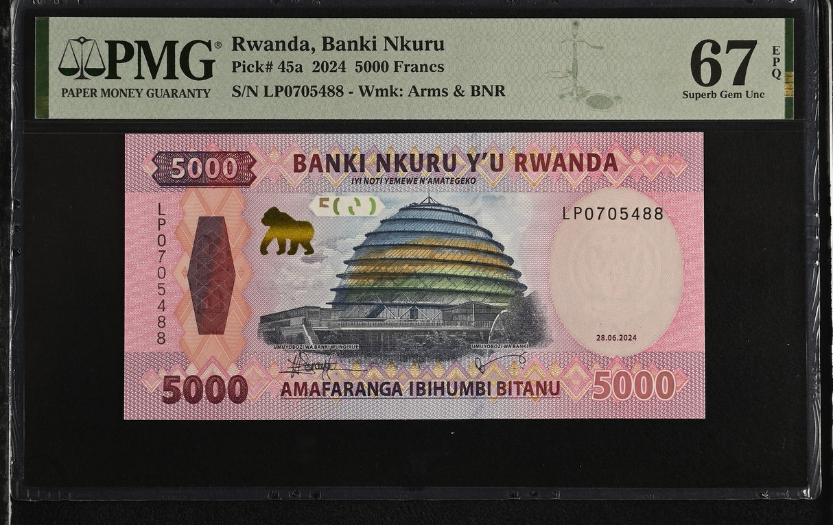 Rwanda 5000 Francs 2024 P 45 a Superb Gem UNC PMG 67 EPQ
