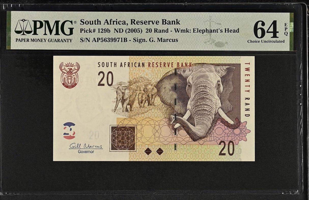 SOUTH AFRICA 20 RANDS ND 2005 P 129 b Choice UNC PMG 64 EPQ