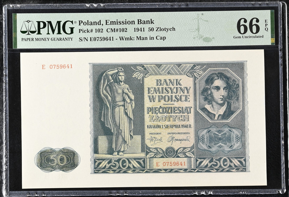Poland 50 Zloty 1941 P 102 Gem UNC PMG 66 EPQ
