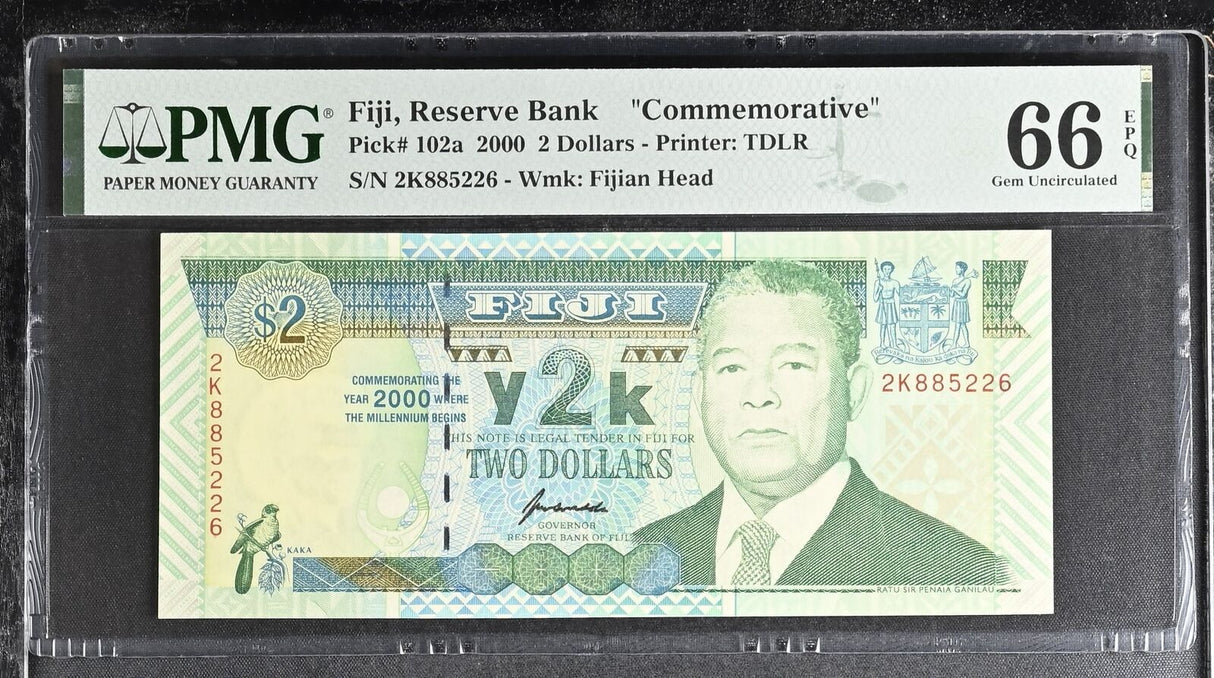 Fiji 2 Dollars 2000 P 102 a Commemorative Gem UNC PMG 66 EPQ