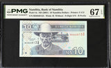 Namibia 10 Dollars ND 2001 P 4 c Superb Gem UNC PMG 67 EPQ Printer F-CO